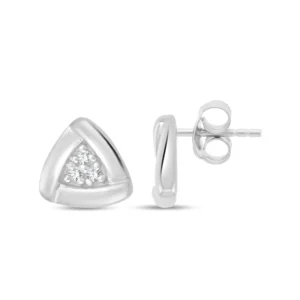 Boucles d'oreilles puces 6dts 0,010cts Or 375/1000 Gris rhodié