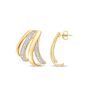Boucles d'oreilles puces 6dts 0,010cts or jaune rh 375 Or 375/1000 Bicolore
