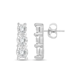 Boucles d'oreilles puces 6dts 0,040cts or blanc 375 Or 375/1000 Gris