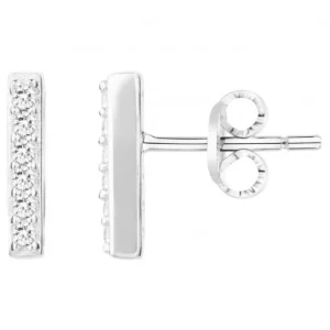 Boucles d'oreilles puces argent. 12 oxydes de zirconium gris rhodié