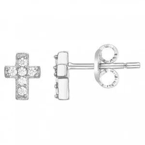 Boucles d'oreilles puces argent 12oxydes de zirconium gris rhodié