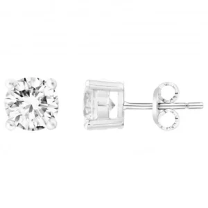 Boucles d'oreilles puces argent. 2 oxydes de zirconium gris rhodié