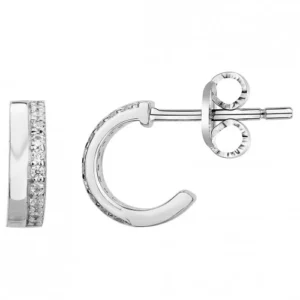 Boucles d'oreilles puces argent. 20 oxydes de zirconium gris rhodié