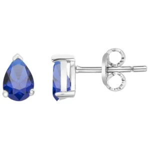 Boucles d'oreilles puces argent.2cz synth. bleu gris rhodié