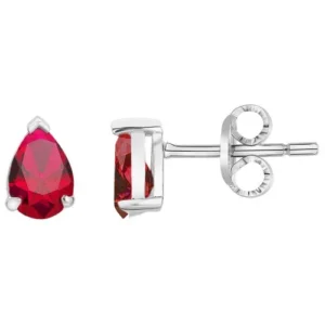 Boucles d'oreilles puces argent.2cz synth. rouge gris rhodié