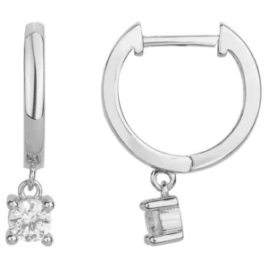 Boucles d'oreilles puces argent. 2oxydes de zirconium gris rhodié