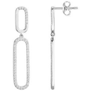 Boucles d'oreilles puces argent. et 104 oxydes de zirconium gris rhodié