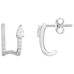 Boucles d'oreilles puces argent. et 30 oxydes de zirconium gris rhodié