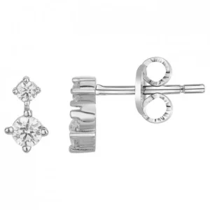 Boucles d'oreilles puces argent. et 4 oxydes de zirconium gris rhodié