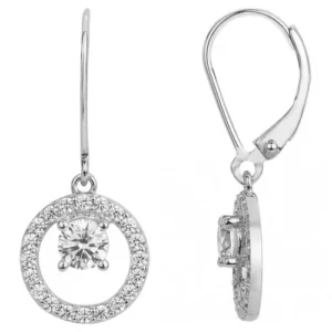 Boucles d'oreilles puces argent. et 42 oxydes de zirconium gris rhodié