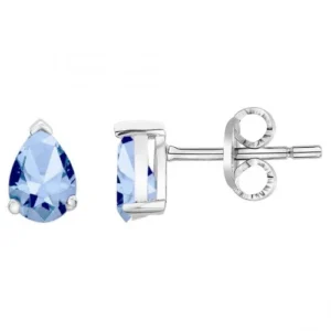 Boucles d'oreilles puces argent. et spinelle synth. bleu gris rhodié