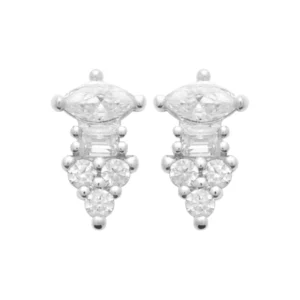 Boucles d'oreilles puces argent gris rhodié