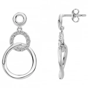 Boucles d'oreilles puces argent. oxydes de zirconium gris rhodié