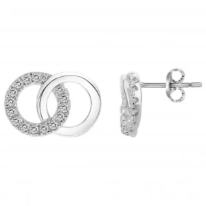 Boucles d'oreilles puces argent. oxydes de zirconium gris rhodié