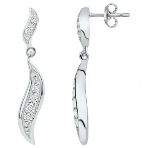 Boucles d'oreilles puces argent vague serti oxydes de zirconium gris rhodié
