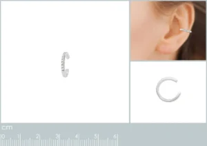 Boucles d'oreilles puces bague d'oreille argent 925 rhodié oxydes de zirconium vendu a l'uni gris rhodié