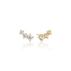 Boucles d'oreilles puces belluno piccolo argent sterling 925 plaqué or jaune or 750 1000 white zirconia