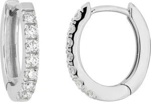 Boucles d'oreilles puces Bo.créo diamant synthétique f-vs 0.20ct or 375/1000 blanc Gris rhodié