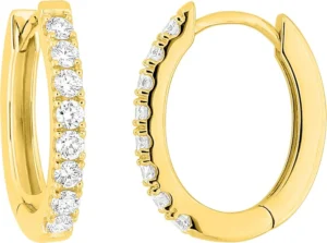 Boucles d'oreilles puces Bo.créo diamant synthétique f-vs 0.30ct or 375/1000 jaune