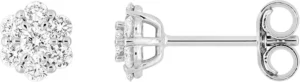 Boucles d'oreilles puces Bo. diamant synthétique f-vs 0.30ct or 375/1000 blanc Gris rhodié