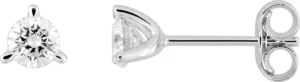 Boucles d'oreilles puces Bo. diamant synthétique f-vs 0.30ct or 375/1000 blanc Gris rhodié