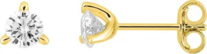 Boucles d'oreilles puces Bo. diamant synthétique f-vs 0.40ct or 375/1000 jaune