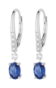 Boucles d'oreilles puces Bo.dorm saphir.k.1.13c diamant 0.08ct or 750/1000 blanc saphirs kanchanaburi 6x4mm 1.13ct Gris rhodié