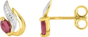 Boucles d'oreilles puces Bo. rubis or 750/1000 jaune+rh Bicolore
