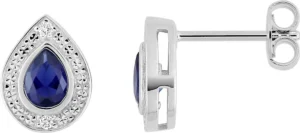 Boucles d'oreilles puces Bo. saphir diamant 0.016ct gh-p1 or 750/1000 blanc Gris rhodié