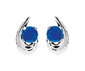 Boucles d'oreilles puces Bo. saphir or 750/1000 blanc Gris rhodié