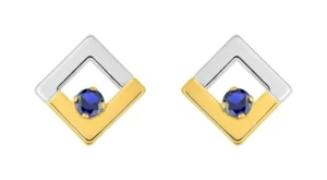 Boucles d'oreilles puces Bo. saphir or 750/1000 jaune+rh Bicolore