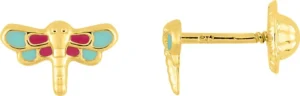 Boucles d'oreilles puces Bo.+vis laq or 375/1000 jaune