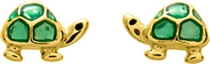 Boucles d'oreilles puces Bo.+vis laq or 375/1000 jaune