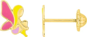 Boucles d'oreilles puces Bo.+vis laque or 375/1000 jaune