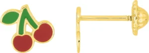 Boucles d'oreilles puces Bo.+vis laque or 375/1000 jaune