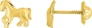 Boucles d'oreilles puces cheval a vis Or 375/1000 Jaune