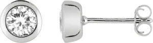 Boucles d'oreilles puces cl oxydes blc ag925rh argent gris