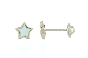 Boucles d'oreilles puces etoile nacre/vis Or 375/1000 Jaune