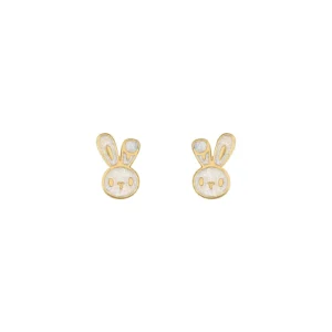 Boucles d'oreilles puces lapins avec laque Or 375/1000 Jaune