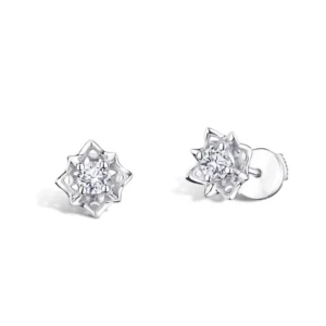 Boucles d'oreilles puces Mauboussin ma reine d'amour n°1 or blanc et diamants Or 750/1000 Gris rhodié