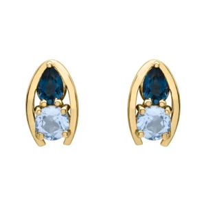 Boucles d'oreilles puces Or 375/1000 topaze blue sky & london Jaune