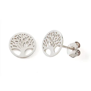 Boucles d'oreilles puces or 375 or gris tout or arbre de vie Or 375/1000 Gris rhodié
