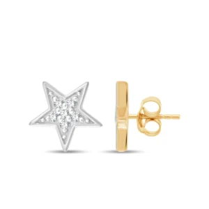 Boucles d'oreilles puces or jaune 12 diamants 0,030cts 375/1000eme Or 375/1000