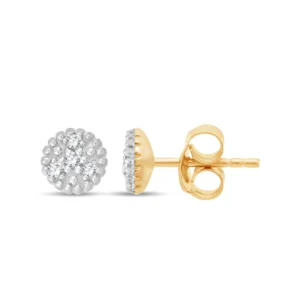 Boucles d'oreilles puces or jaune 8dts 0,010cts 375/1000eme Or 375/1000 Bicolore