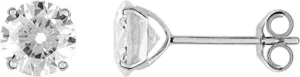 Boucles d'oreilles puces ox.zirc. 2,84 or 750/1000 gris. 6mm Gris rhodié