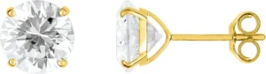 Boucles d'oreilles puces ox.zirc. or 750/1000 jaune. 7mm