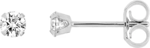Boucles d'oreilles puces ox.zirconium or 750/1000 gris. 3mm Gris rhodié
