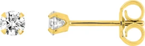 Boucles d'oreilles puces ox.zirconium or 750/1000 jaune. 3mm