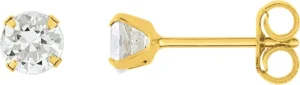 Boucles d'oreilles puces ox.zirconium or 750/1000 jaune. 4mm
