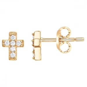 Boucles d'oreilles puces pl.or 12oxydes de zirconium plaqué or jaune